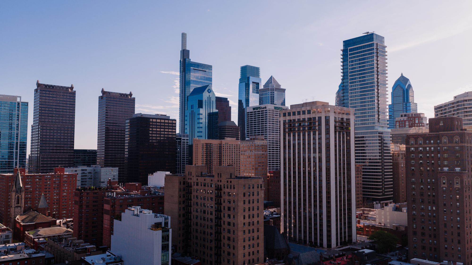 Philadelphia skyline at sunrise